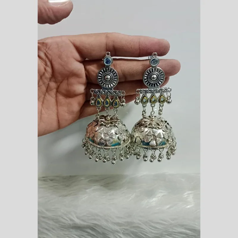 Pooja Bangles Oxidised Plated Jhumki Earrings